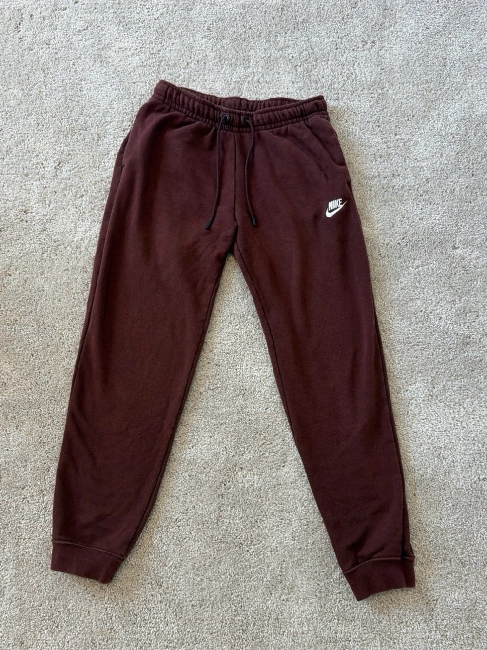 Nike Brown Track Joggers with White Swoosh